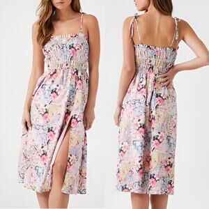 floral satin midi dress forever 21 Lace-Trim Satin Floral Maxi Dress